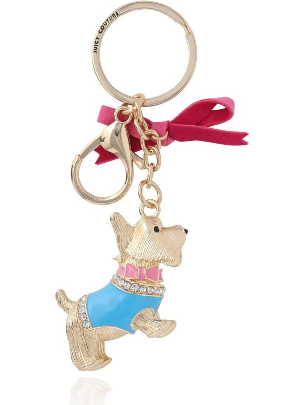 Chic Keychain Charms with Crystals & Faux Pearls, Gold-Tone Logo Accessory